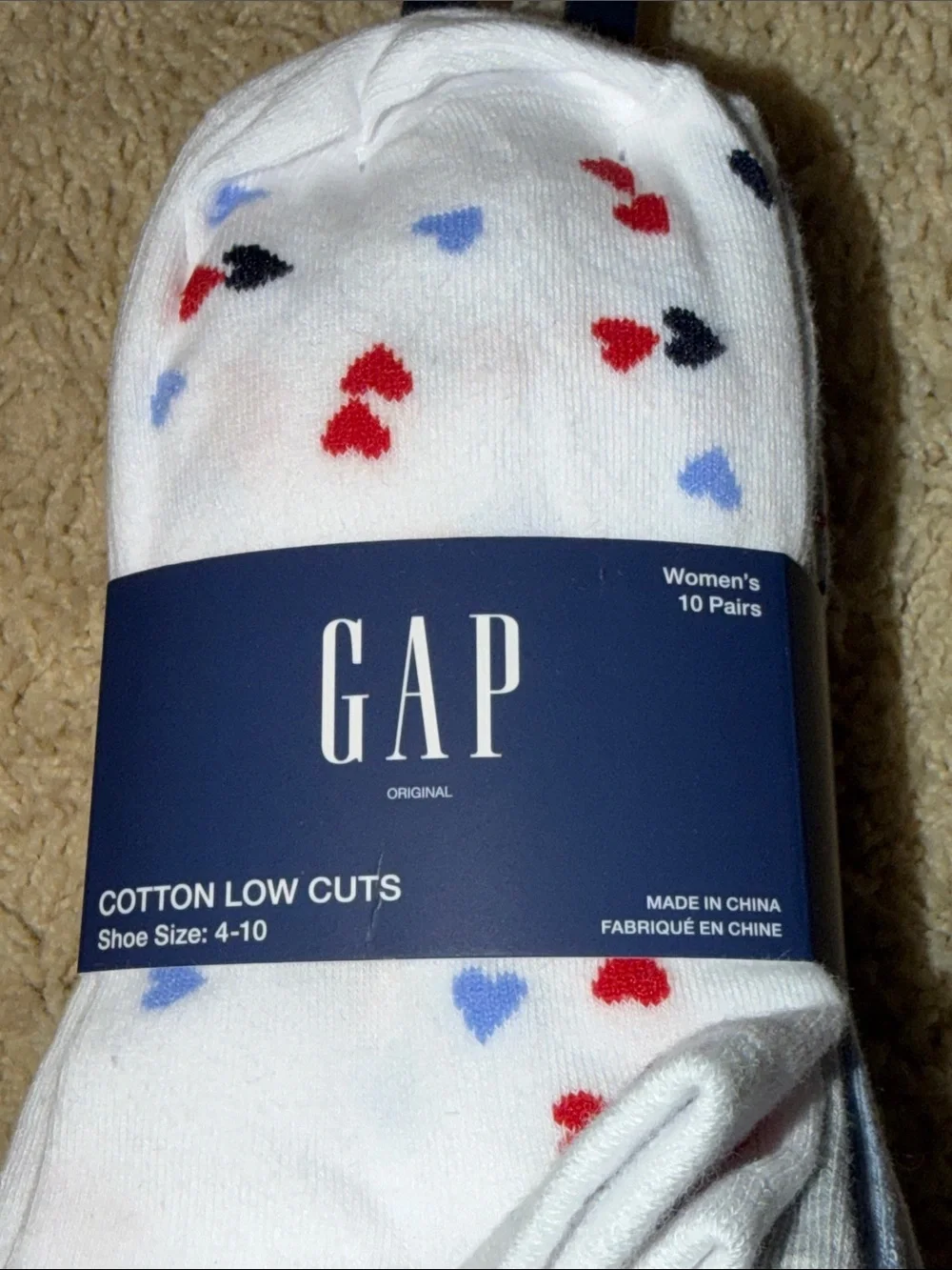 GAP Low-Cut Socks White, Blue, Gray & Light Blue